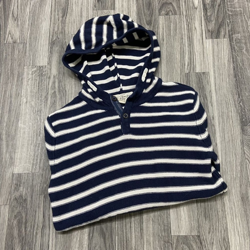 L.O.G.G. by H&M Hooded Blue & White Striped Pullover Sweater Boy's Size 10-12Y
